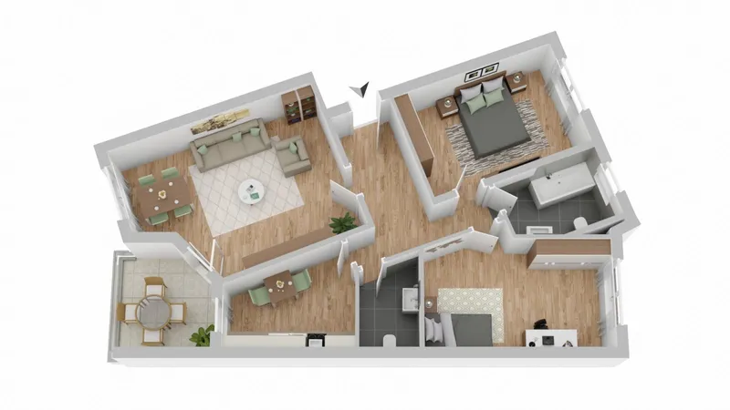 Grundriss Wohnung, 3-Zimmerwohnung*Loggia*Carport*2Bäder*EBK